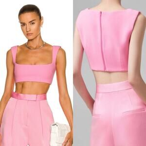 Alex Perry Rae Stretch Crepe Crop Tank Top Pink US Size 4